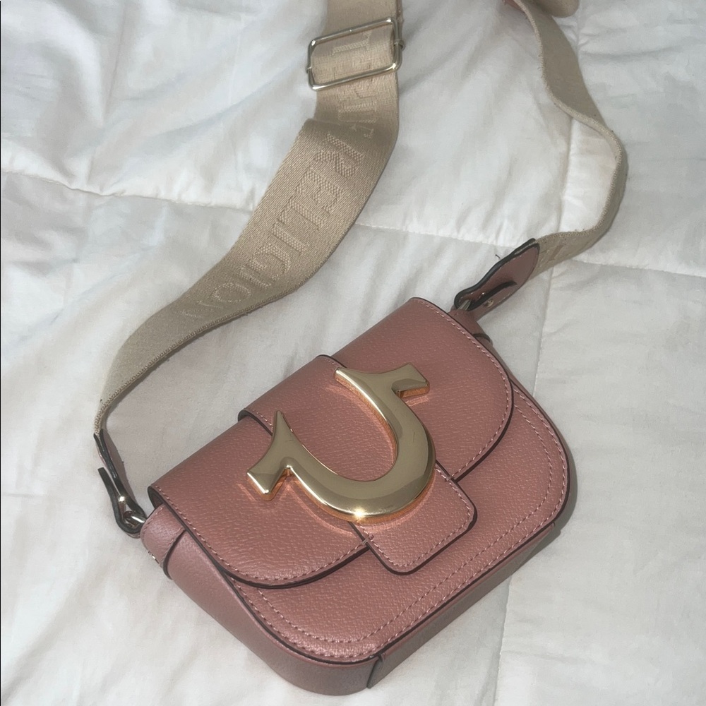 True Religion Blush Shoulder Bag with Gold Detail